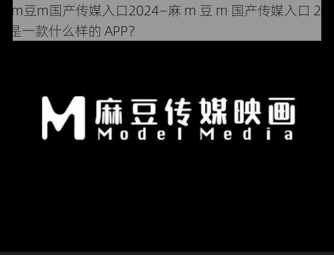 麻m豆m国产传媒入口2024—麻 m 豆 m 国产传媒入口 2024 是一款什么样的 APP？