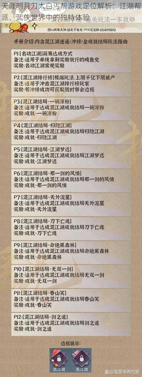 天涯明月刀太白丐帮游戏定位解析：江湖帮派、武侠世界中的独特体验