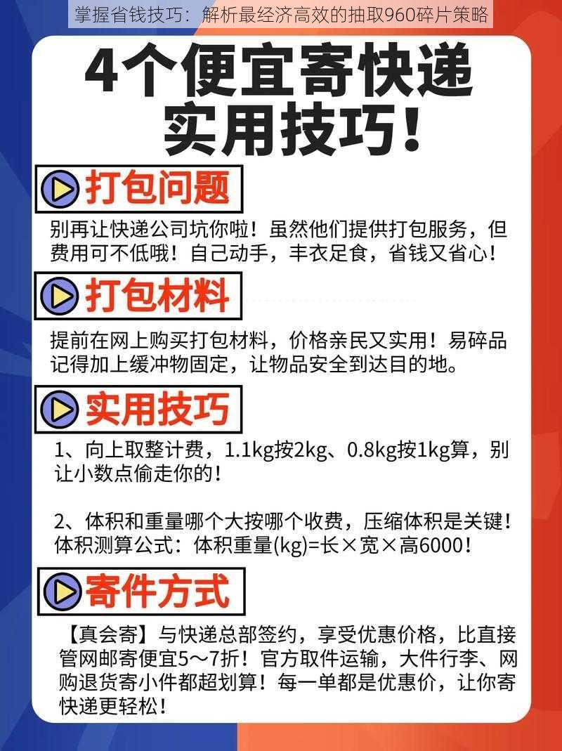 掌握省钱技巧：解析最经济高效的抽取960碎片策略