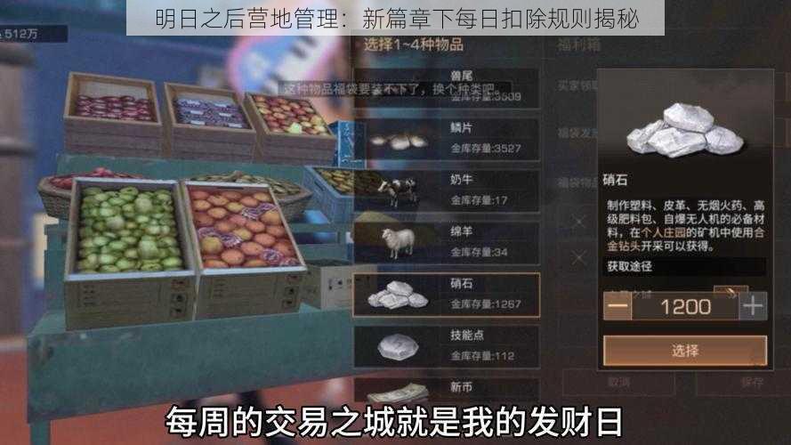 明日之后营地管理：新篇章下每日扣除规则揭秘